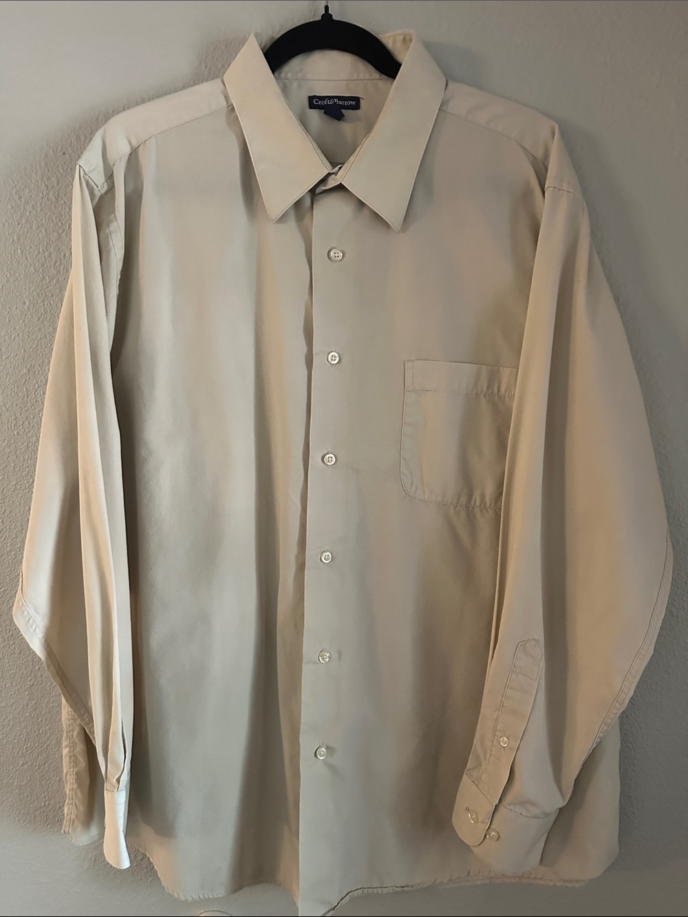 croft & barrow Beige Long-Sleeve Dress Shirt
